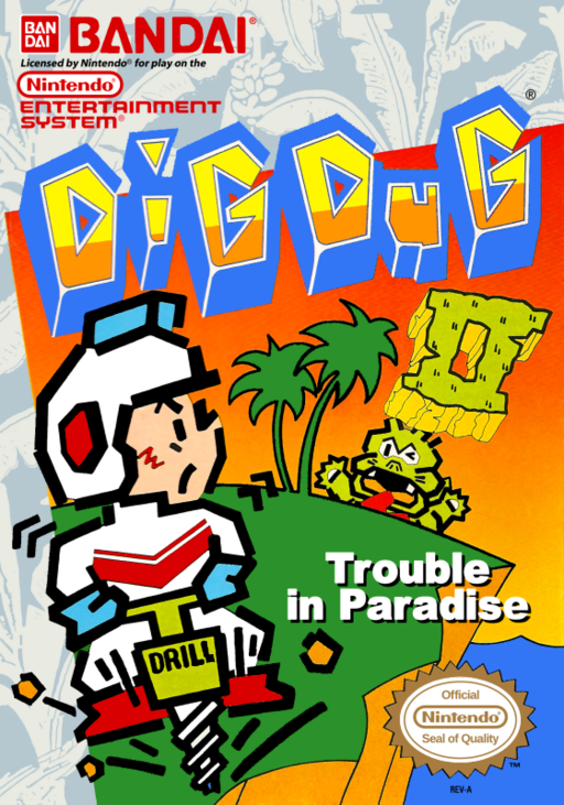 Dig Dug II - Trouble in Paradise (USA, Europe) (Virtual Console) box art